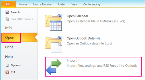 cách Nhập danh bạ vào outlook 2010