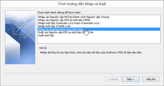 Nhập danh bạ vào outlook ở phiên bản mới hơn