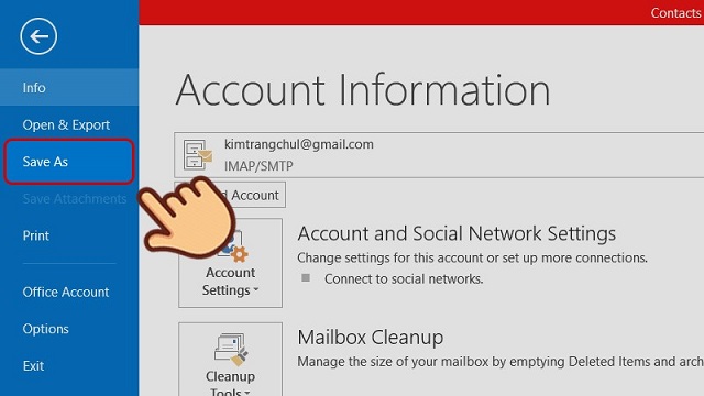 hướng dẫn xuất danh bạ từ outlook ra VCF file