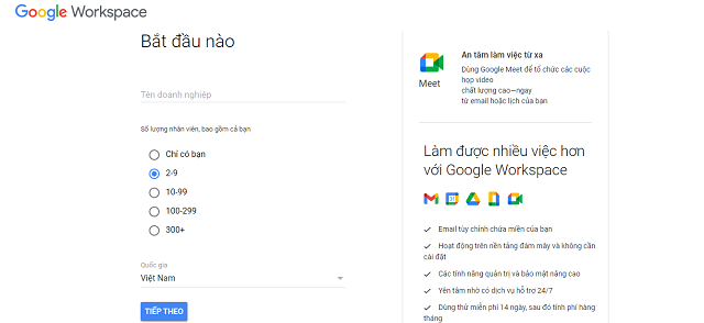 đăng ký gmail miễn phí cho doanh nghiệp