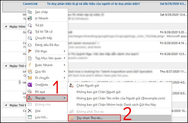 Hướng dẫn cách chặn email spam trong outlook