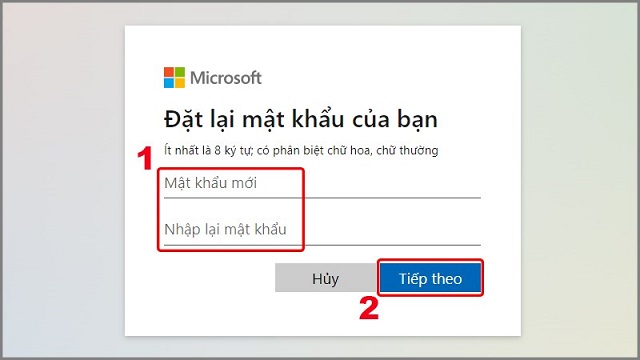 lấy lại mật khẩu outlook