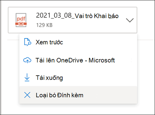 loại bỏ tệp đính kèm