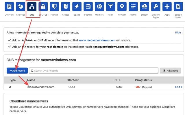 trỏ tên miền về page facebook bằng CloudFlare Khi bạn chỉ có tên miền, không có hosting thì nên sử dụng cách này. Để hỗ trợ việc trỏ tên miền v