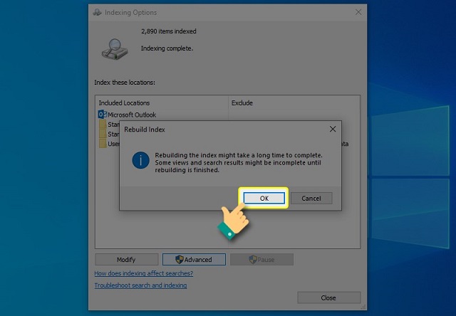 cách sửa lỗi không search được mail trong outlook do mất index