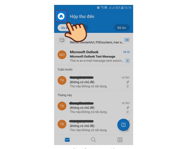 đăng xuất tài khoản Outlook điện thoại