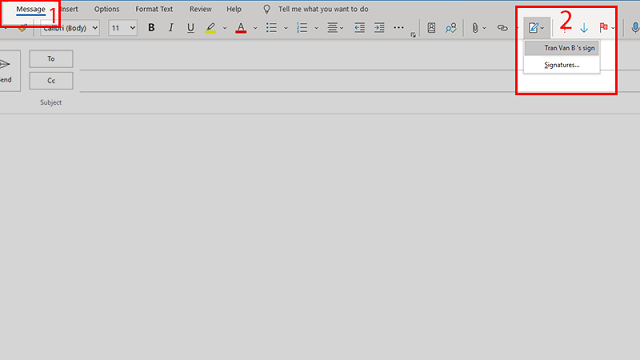 Thêm chữ ký trong outlook