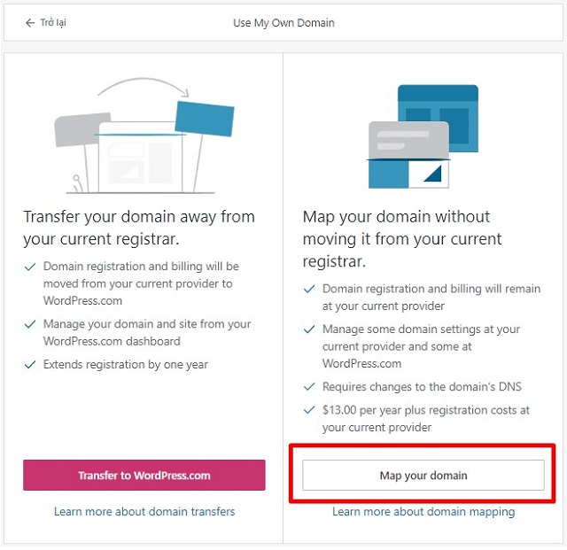 hướng dẫn trỏ tên miền về website wordpress.com