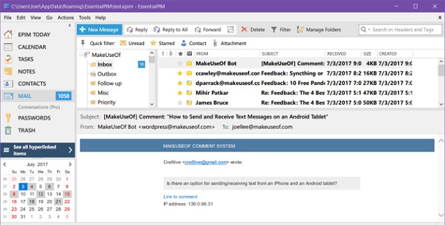 phần mềm email thay thế outlook EssentialPIM