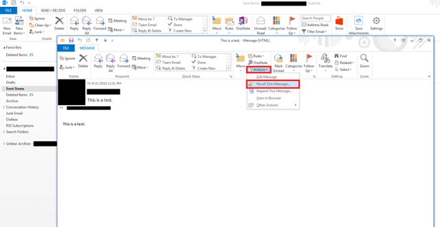 cách thu hồi mail outlook