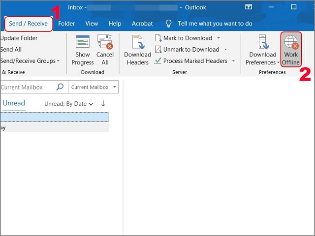 khắc phục Outlook lỗi không nhận được mail do đang bật chế độ offline