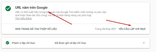 sử dụng Google Search Console kiểm tra url