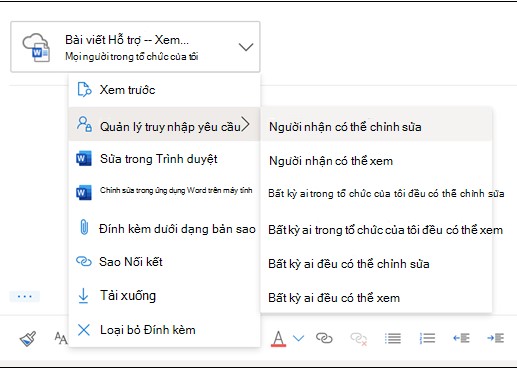 hướng dẫn cách đính kèm một tệp từ onedrive