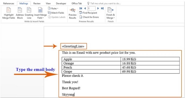 hướng dẫn sử dụng mail Merge trong outlook