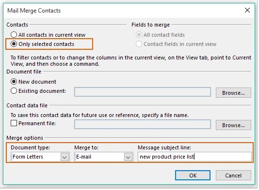 Sử dụng mail Merge trong outlook